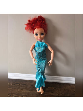 Disney Ariel Doll 32” Large My Size Princess Little Mermaid Red Hair Teal Dress